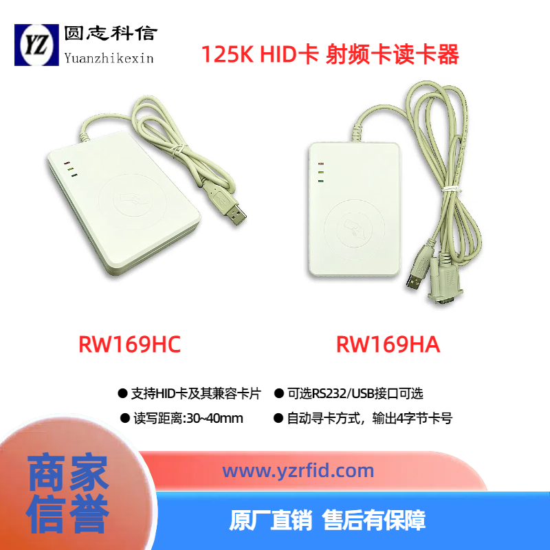 RW169Ex 系列125K+13.56M 14443A ID卡+IC卡讀卡器
